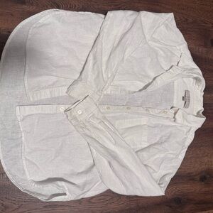 LOFT White Button-Down Linen Shirt